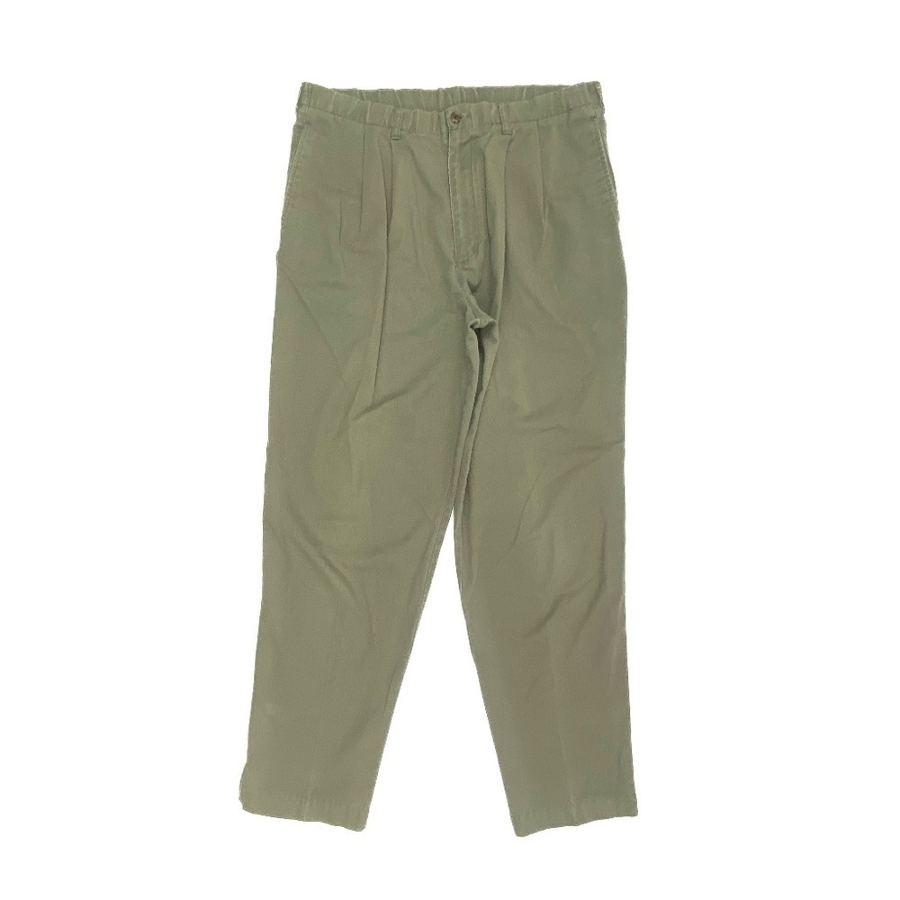 L.L. Bean Pleated Straight Leg Women's size 12 Green Chino Pants